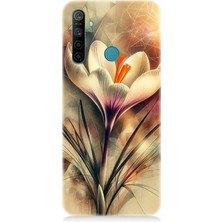 Realme 5i Uyumlu Soyut Çiçek Fırça Darbesi  Desenli Silikon Kılıf