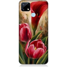 Realme 12 Uyumlu Canlı Renkli Laleler  Desenli Silikon Kılıf