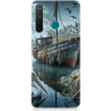 Realme 5 Pro Uyumlu Ay Işığında Eski Gemi  Desenli Silikon Kılıf