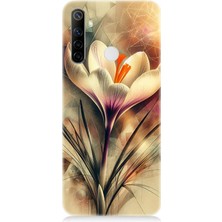 Realme 6i Uyumlu Soyut Çiçek Fırça Darbesi  Desenli Silikon Kılıf