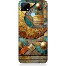 Realme 12 Uyumlu Yarım Ay Geometrik Kompozisyon  Desenli Silikon Kılıf