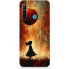 Realme 5i Uyumlu Balonlu Küçük Kız  Desenli Silikon Kılıf