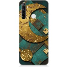 Realme 6i Uyumlu Altın Ay ve Yıldızlar  Desenli Silikon Kılıf