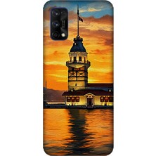 Realme 7 Pro Uyumlu Günbatımında Kız Kulesi  Desenli Silikon Kılıf