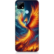 Realme 7i Uyumlu Ateşle Dans Eden Anka  Desenli Silikon Kılıf