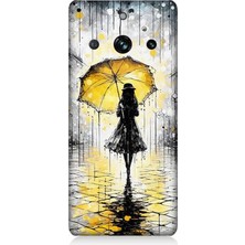 Realme 11 Pro Uyumlu Yağmurda Sarı Şemsiye Altında  Desenli Silikon Kılıf