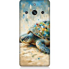 Realme 11 Pro Plus Uyumlu Fırça Darbesiyle Deniz Kaplumbağası  Desenli Silikon Kılıf