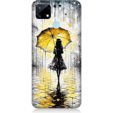 Realme 12 Uyumlu Yağmurda Sarı Şemsiye Altında  Desenli Silikon Kılıf
