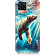 Realme 8 Uyumlu Suda Dans Eden Ayı  Desenli Silikon Kılıf