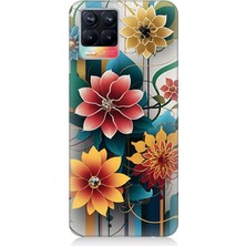 Realme 8 Uyumlu Dijital Çiçek Kompozisyonu  Desenli Silikon Kılıf
