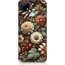 Realme 7i Uyumlu Vintage Tonlarda Çiçek Bahçesi  Desenli Silikon Kılıf