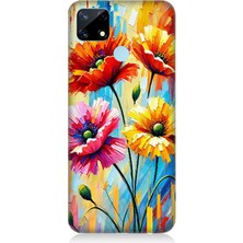 Realme 7i Uyumlu Bahar Esintisinde Renkli Papatyalar  Desenli Silikon Kılıf