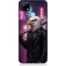 Realme C17 Uyumlu Sokakta Deri Ceketli Kartal  Desenli Silikon Kılıf