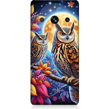 Realme 11 Pro Uyumlu Dallarda Bilge Baykuşlar  Desenli Silikon Kılıf