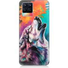 Realme 8 Uyumlu Soyut Arka Planda Uluma  Desenli Silikon Kılıf