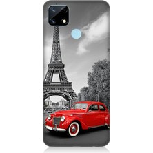 Realme C25 Uyumlu Eyfel’in Yanında Klasik Araba  Desenli Silikon Kılıf