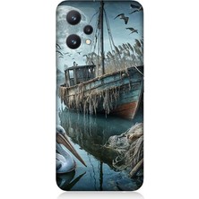 Realme 9 Pro 5g Uyumlu Ay Işığında Eski Gemi  Desenli Silikon Kılıf