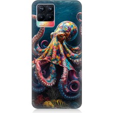 Realme 8 Uyumlu Derinliklerde Sekiz Kol Ahtapot  Desenli Silikon Kılıf