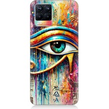 Realme 8 Uyumlu Soyut Detayda Mavi Göz Ra  Desenli Silikon Kılıf