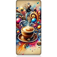 Realme 11 Pro Uyumlu Kahve ve Renkli Dalgalar  Desenli Silikon Kılıf