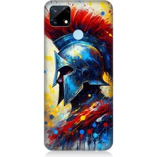Realme C25 Uyumlu Kızıl Miğferli Savaşçı  Desenli Silikon Kılıf