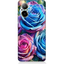 Realme 12 Lite Uyumlu Gökkuşağı Renkli Güller  Desenli Silikon Kılıf