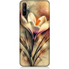 Realme C3 Uyumlu Soyut Çiçek Fırça Darbesi  Desenli Silikon Kılıf
