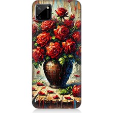 Realme C11 Uyumlu Kırmızı Vazoda Gül Ziyafeti  Desenli Silikon Kılıf