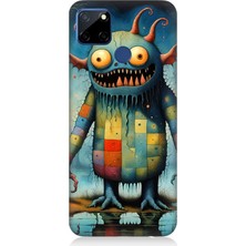 Realme C12 Uyumlu Tuhaf Canavar Gülümsemesi  Desenli Silikon Kılıf