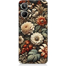 Realme 10 Uyumlu Vintage Tonlarda Çiçek Bahçesi  Desenli Silikon Kılıf
