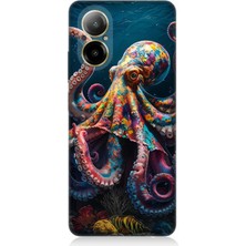 Realme 12 Lite Uyumlu Derinliklerde Sekiz Kol Ahtapot  Desenli Silikon Kılıf