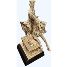 Atın Üstünde Atatürk Büstü Heykel Biblo 43 cm Gümüş Renk