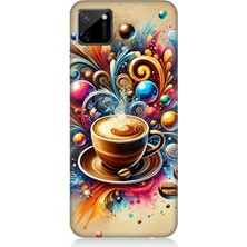 Realme C11 Uyumlu Kahve ve Renkli Dalgalar  Desenli Silikon Kılıf