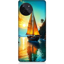 Realme 11 4g Uyumlu Gün Batımında Yelkenli Tekne  Desenli Silikon Kılıf