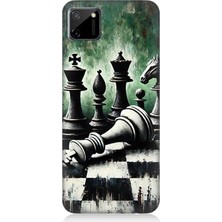 Realme C11 Uyumlu Karede Satranç ve Düşünce  Desenli Silikon Kılıf