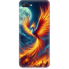 Realme C2 Uyumlu Ateşle Dans Eden Anka  Desenli Silikon Kılıf