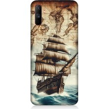 Realme C3 Uyumlu Haritada Yelkenli Macera  Desenli Silikon Kılıf