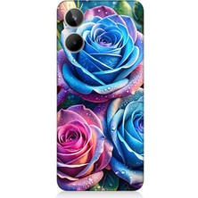Realme 10 Uyumlu Gökkuşağı Renkli Güller  Desenli Silikon Kılıf