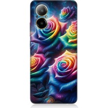 Realme 12 Lite Uyumlu Gökkuşağı Güllerin Patlaması  Desenli Silikon Kılıf