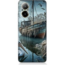 Realme 12 Lite Uyumlu Ay Işığında Eski Gemi  Desenli Silikon Kılıf