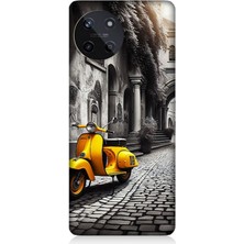 Realme 11 4g Uyumlu Taş Sokakta Sarı Vespa  Desenli Silikon Kılıf
