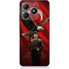Realme C61 Uyumlu Kartallı Bayrak ve Atatürk  Desenli Silikon Kılıf