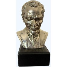 Atatürk Heykel Biblo 20 cm Gümüş Renk