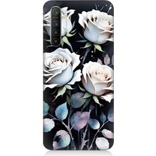 Realme X2 Uyumlu Beyaz Güller Sessizliği  Desenli Silikon Kılıf