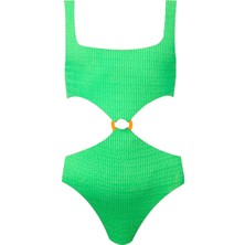 Look Me Dokulu Kumaş Cut-Out Tasarım Halka Detaylı 50UV Kız Çocuk Mayo By Nessi Byrd