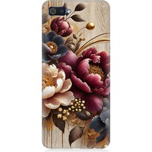 Realme C2 Uyumlu Ahşap Üzerinde Gölge Çiçekler  Desenli Silikon Kılıf