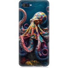 Realme C2 Uyumlu Derinliklerde Sekiz Kol Ahtapot  Desenli Silikon Kılıf