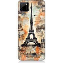 Realme C11 Uyumlu Kahverengi Eyfel Kompozisyonu  Desenli Silikon Kılıf