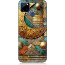 Realme C12 Uyumlu Yarım Ay Geometrik Kompozisyon  Desenli Silikon Kılıf