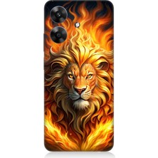 Realme Note 60 Uyumlu Alevler Içinde Aslan  Desenli Silikon Kılıf